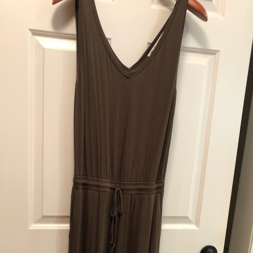 Michael Stars One Piece Crop Wide Leg Tank Pantsuit with Elastic Waist, Size S